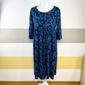 Anthony Richards Blue Floral Cottagecore Prairie Dark Academia Vintage 90s Dress